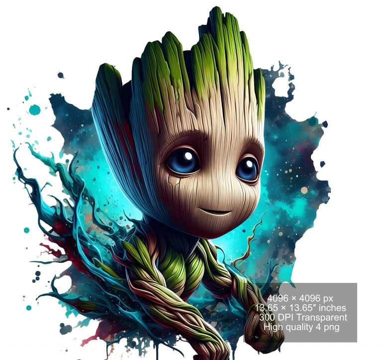8 PNG Watercolor splash Baby Groot png Digital images for printing, T-Shirts, Groot Print High Resolution-Instant Digital Download