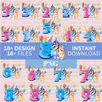 Mega Blue Dog Svg Bundle, Blue Dog Birthday Bundle Blue Dog Family Png Files, Png For Shirts, Birthday Png, Clipart png, Digital Download