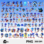 super sonic Hedgehog bundle 460 Png & 146 Svg, Sonic and shadow font and All Characters, Fonts, papers, stickers, birthday Digital Download.
