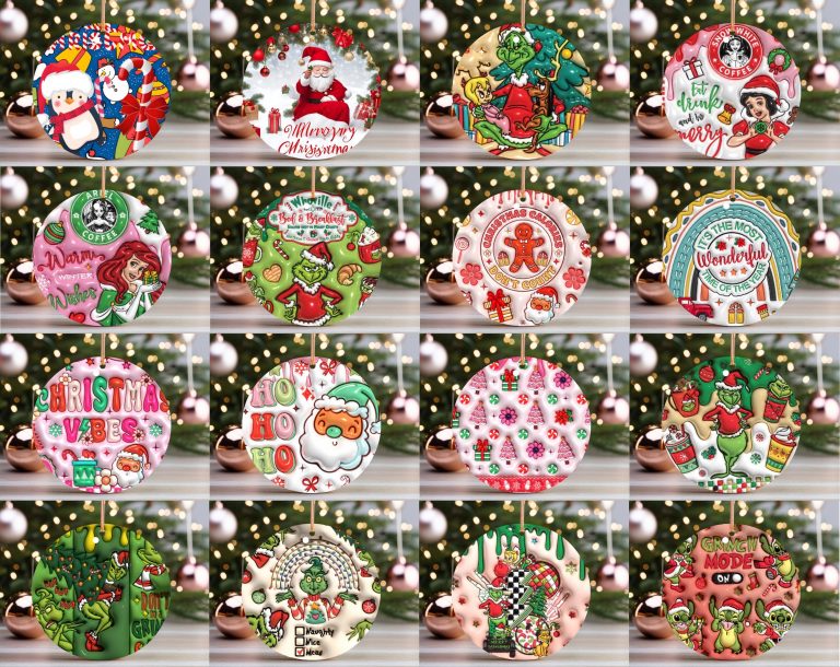 275 + Christmas Ornaments Bundle, Christmas Ornament PNG Designs, Christmas Round Ornament Sublimation, Round Hanging PNG, Christmas Png Svg