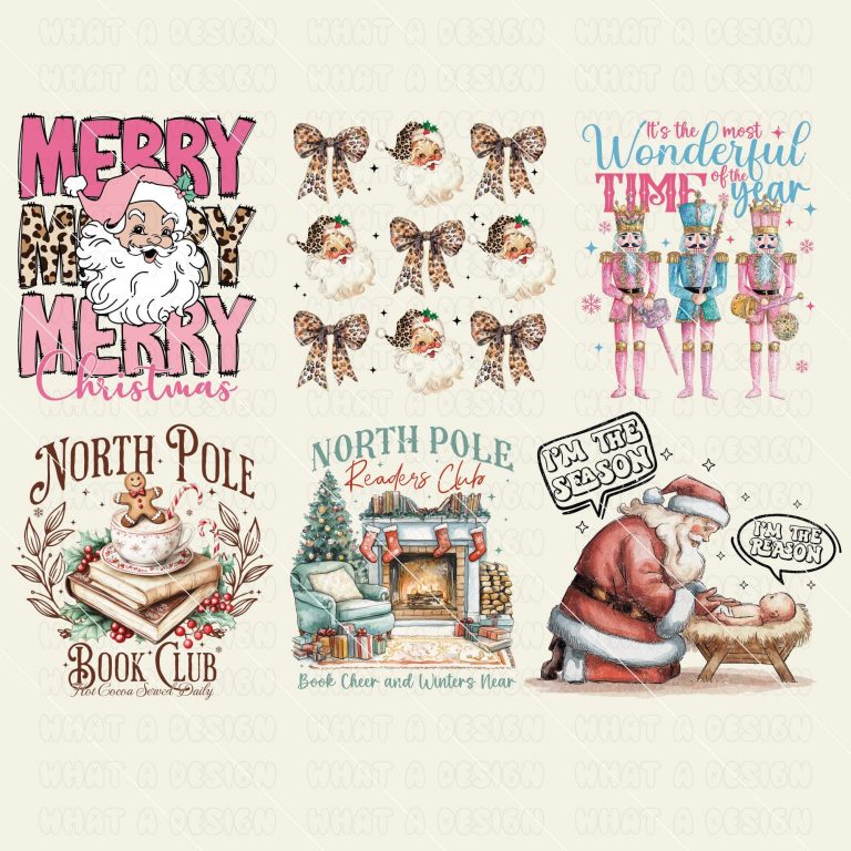 Retro Christmas Bundle Png, Merry Christmas Png, Christmas Png, Western PNG, Santa Claus PNG, Bundle Png, Sublimation Designs, PNG