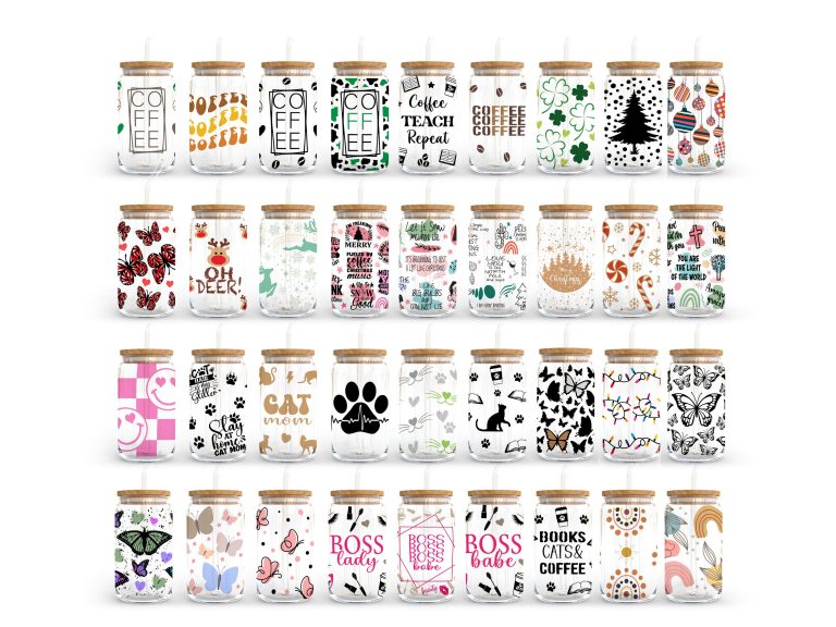 Libbey Glass Can Bundle – 16oz Glass Can svg, Libbey Glass Can Wrap, svg Files for Cricut & Silhouette Cameo, Glassware svg