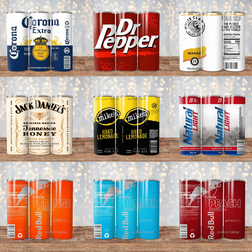 250+ Beer and Soda Tumbler Wraps Bundle, Alcoholic Drinks Beer Tumbler, Straight Png Tumbler Template Png Seamless Sublimation Skinny PNG