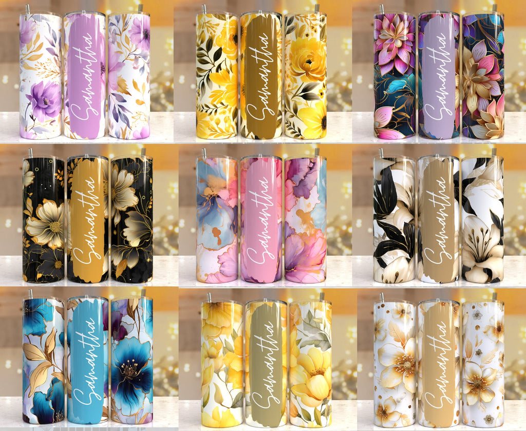 100 + Add your own text Floral tumbler, 20oz Skinny Tumbler Sublimation Designs Tumbler PNG File Digital Download, Colorful Flowers png