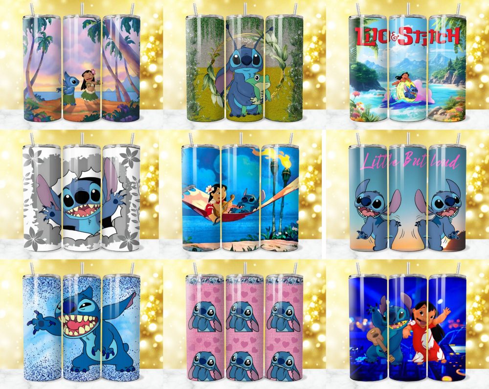 345 + Stitch Tumbler Wrap Designs, Stitch Sublimation Designs, 20 oz Stitch Tumbler Wrap PNG, Stitch Wrap, Lilo & Stitch Tumbler PNG