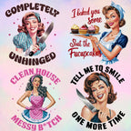 Retro Women Bundle of 16 PNG, Sarcastic Retro Housewife, PNG Bundle, Digital File, Print On Demand, Digital Download, Sarcastic Retro women