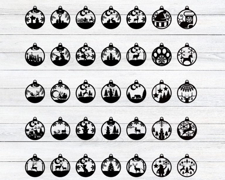 70 Christmas Balls Svg , Christmas Ornament Laser Cut SVG Bundle, Set Of Christmas Toy, Christmas SVG Bundle