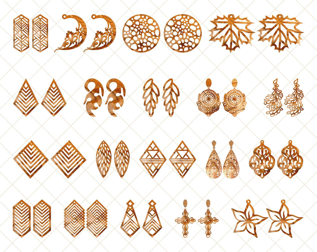 67 Earring SVG Bundle, Leather Earring SVG, Laser Cut Earrings, Geometric Earrings, Leaf Earrings, Teardrop Earrings