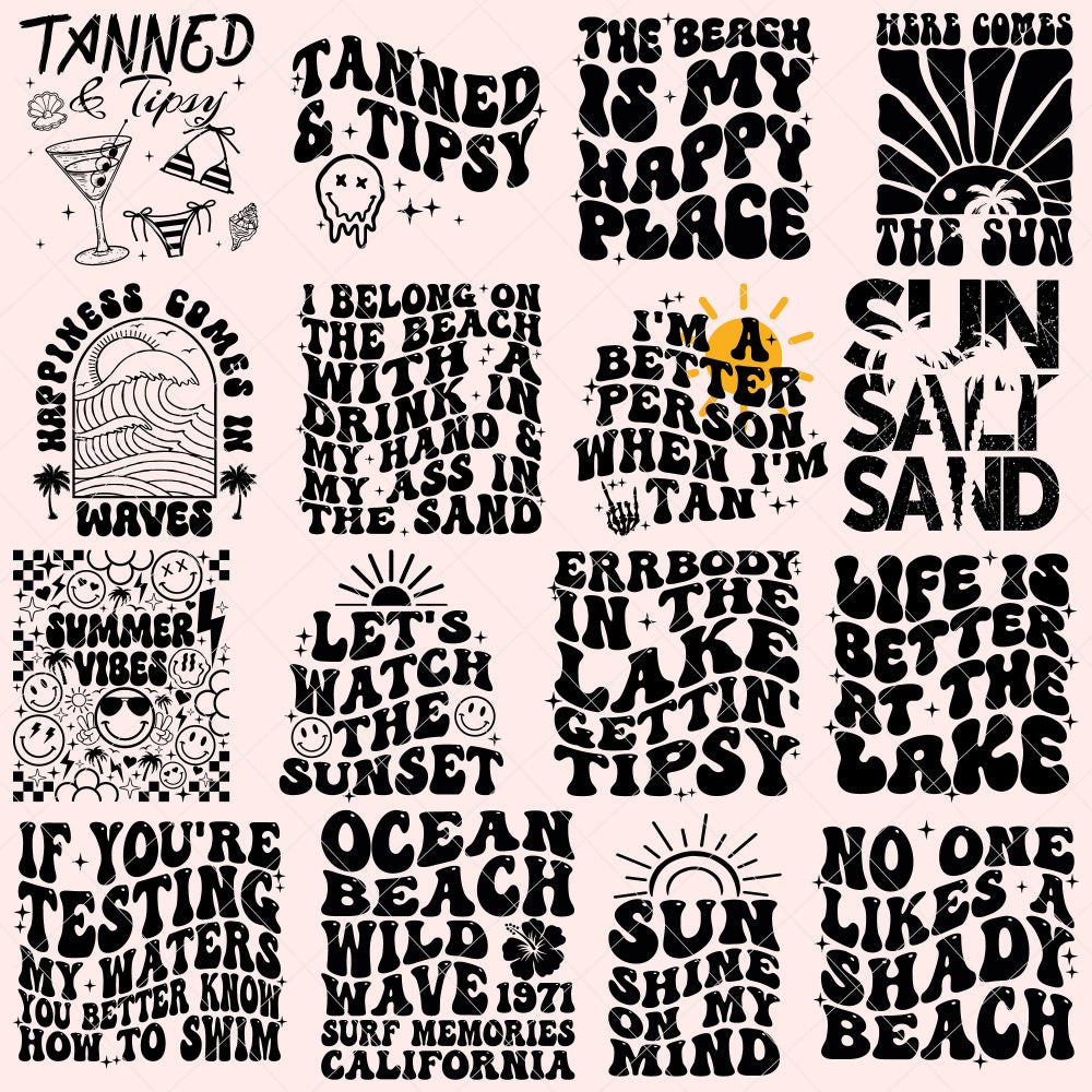 50 Retro Summer SVG Bundle, Summer Svg, Beach Svg, Summertime svg, Funny Beach Quotes, Summer Quotes Svg, Svg files for cricut, Svg Bundle