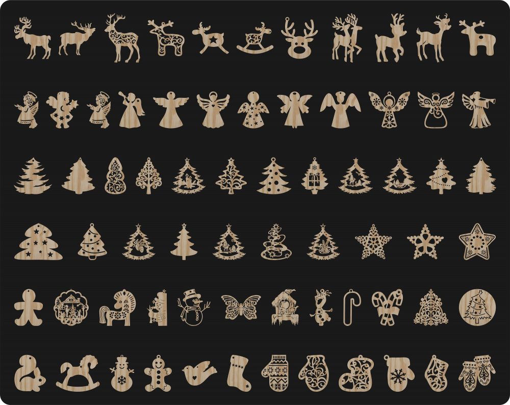 CNC Christmas Vector Files Bundle Vector cdr dxf svg for laser cut cnc Plasma Cricut Silhouette digital files