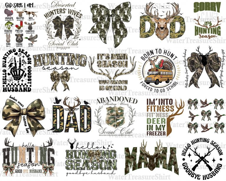 70+ Hello Hunting Season Goodbye Husband Png bundle, Camouflage Old Camo Bow png, Duck hunting png, Camo Coquette bow,old school camo png