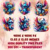 20 New Stitch Splash and Watercolor Clipart Sublimation PNG files | High Resolution | Transparent background | Instant Digital PNG Download