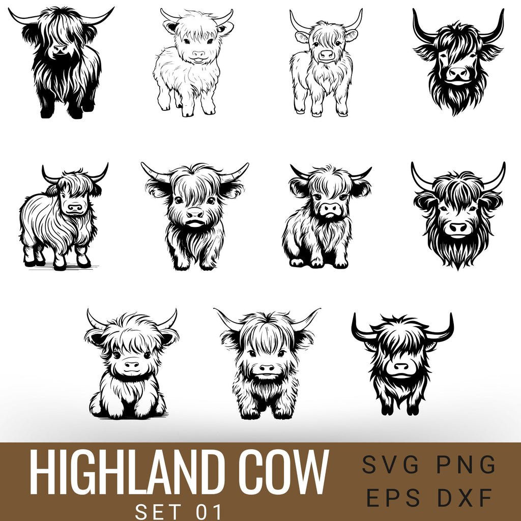 Highland Cow Bundle Svg, 80 Designs Highland Cow, Highland Cow png Cow Svg, Baby Cute Cow Svg, Highland Cow Sublimation, Cricut Cut File