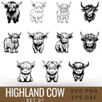 Highland Cow Bundle Svg, 80 Designs Highland Cow, Highland Cow png Cow Svg, Baby Cute Cow Svg, Highland Cow Sublimation, Cricut Cut File