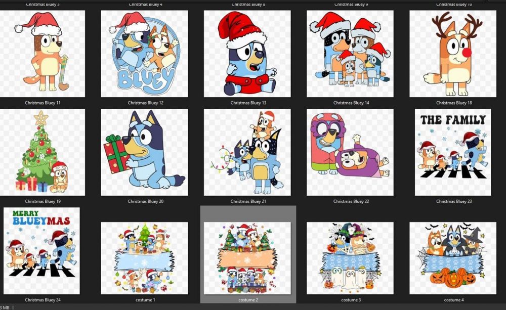 Christmas Blue Dog Bundle P1, Bluuey Christmas PNG, Retro Blue Dog Christmas PNG, Bluuey Dog Christmas Themed PNG, Holiday png, Blue Xmas