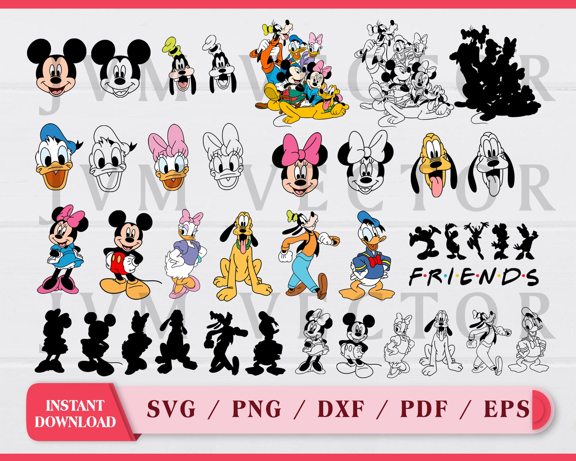 Mickey Vector SVG Bundle, clipart, eps, png, ai, pdf, Layered digital file, Mickey Svg, Disney Svg