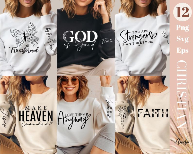 Christian SVG PNG bundle | Religious svg bundle l Sleeve Sweatshirt Svg Bundle | Bible Verse Shirt svg | Psalm vg | Jesus Svg | God Svg Png