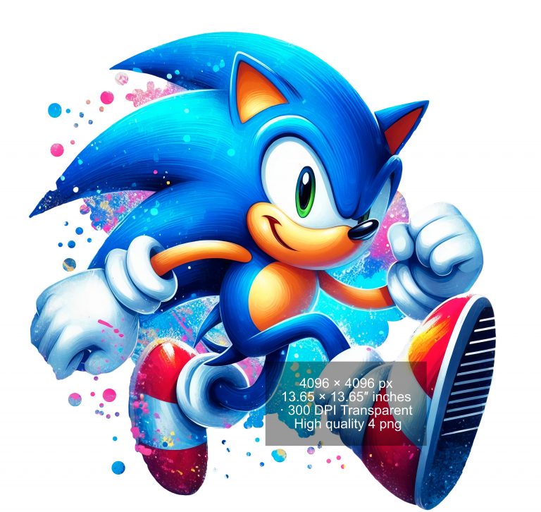 8 PNG Sonic the Hedgehog Splash and Watercolor Digital design PNG file for sublimation – High Resolution -Instant Digital PNG Download