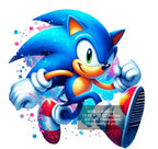 8 PNG Sonic the Hedgehog Splash and Watercolor Digital design PNG file for sublimation – High Resolution -Instant Digital PNG Download