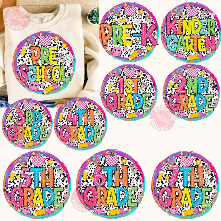 Retro Back to Shool png Bundle, Back to School Mega Bundle, Teacher bright Dalmatian bundle, First Grade, Pre-K, 1st/2nd back to school