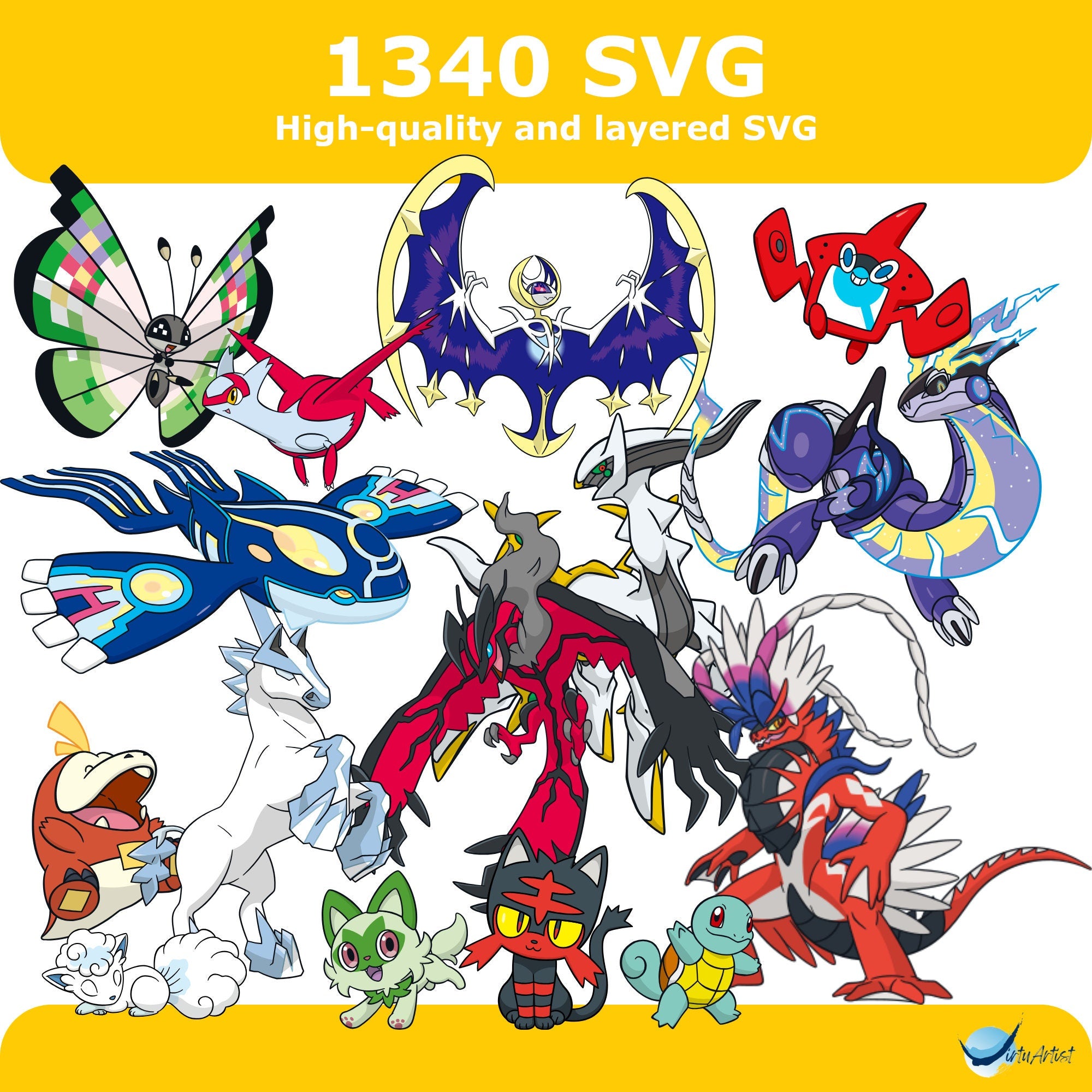 3800+ Pokemon PNG and Pokemon SVG Fan Art bundle, Pokemon layered svg, Pokemon vector, instant download, seamless PNG