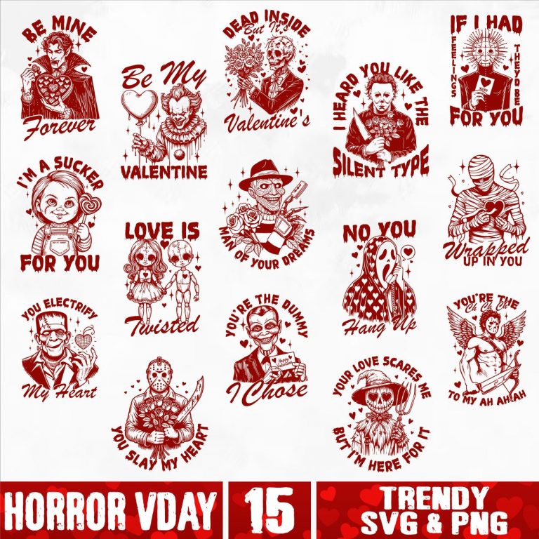Funny Horror Valentines SVG Bundle, Adult Humor Valentines Day svg, Snarky Nightmare Love svg, Scary Vday svg, Trendy Valentine Shirt svg