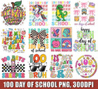 100+ Happy 100 Days Of School Png Bundle, Cartoon School Png, 100 Days Brighter, Back To School Png Bundle, School Shirt, Commercial Use