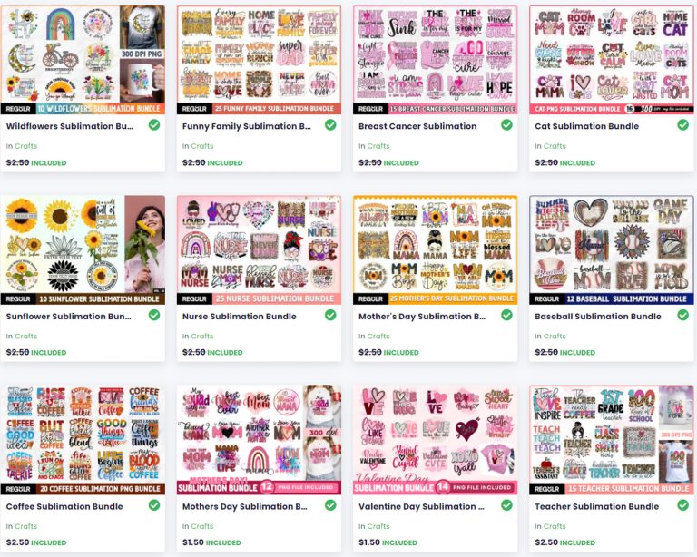 500+ Sublimation PNG Bundle | PNG | 27 Different Bundles | Print on Demand | Digital Delivery