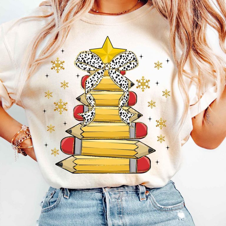 Teacher Christmas Png Bundle, Christmas Pencil Tree Teacher Png, Christmas Books Png, Coquette Teacher Png, Teacher Pencil Bow Png Designs