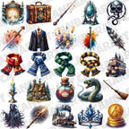 100 Wizard School Clipart Set – 300 DPI, High-Resolution, Transparent Background for Commercial Use, Perfect for DIY Gifts & Crafts