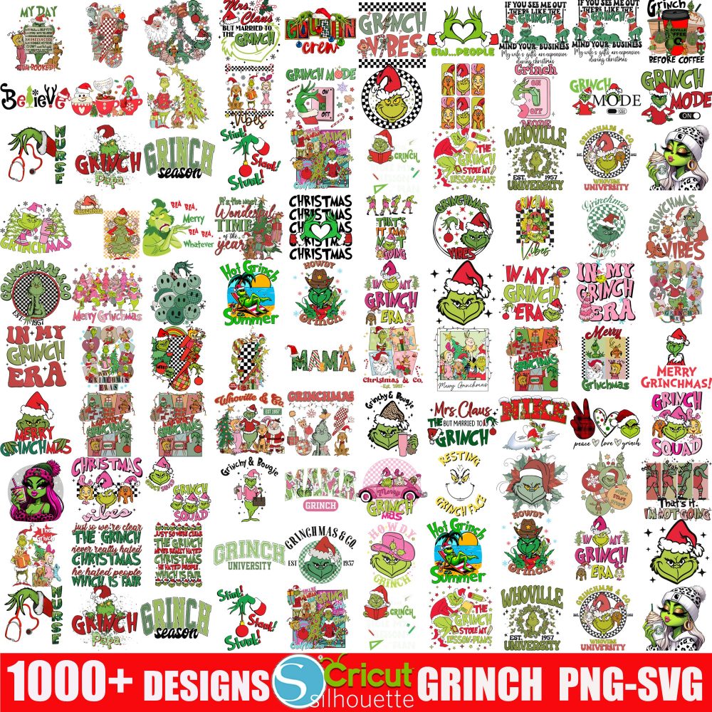 1000+ Grinch Christmas SVG – PNG, The Grinch Christmas, Grinch T Shirt Design, Merry Grinchmas Png, Christmas Sublimation, Retro Grinch Png