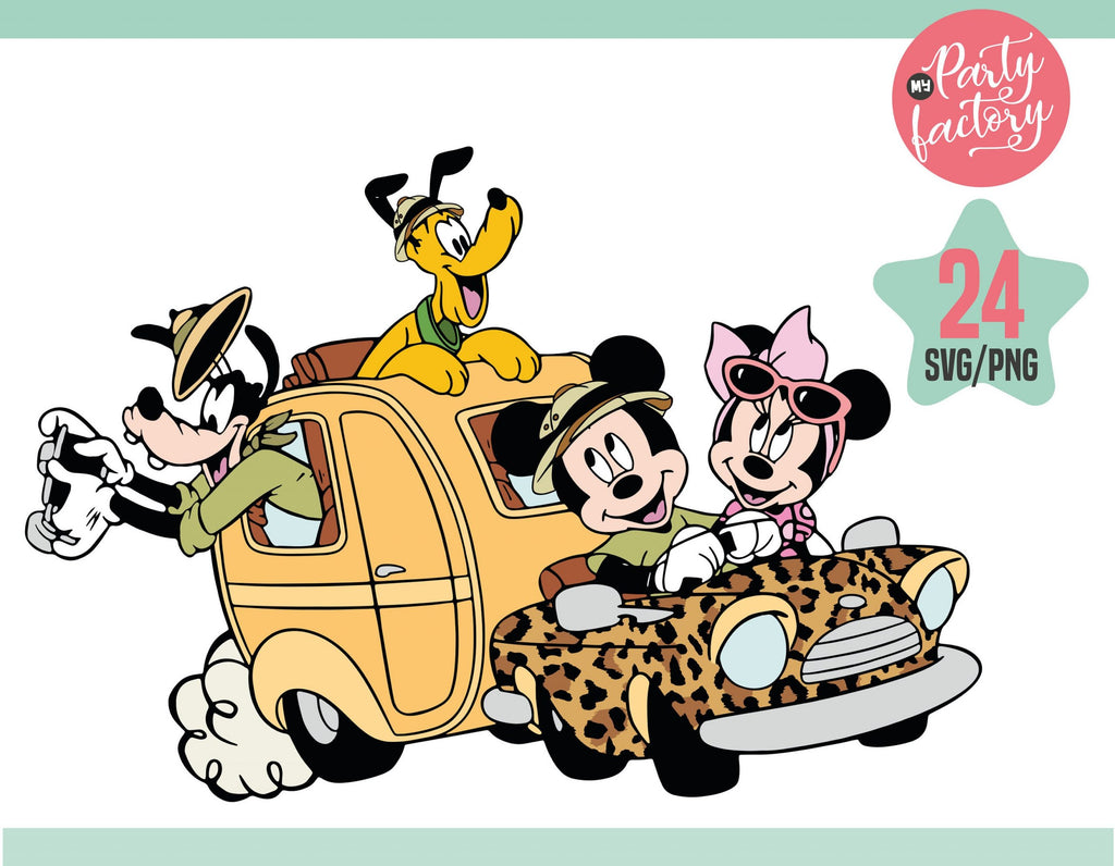 Mickey Safari Mouse SVG, EPS, PNG, Mouse and friends safari standing characters, Themed Centerpieces, T Shirt, Instant Download, Digital