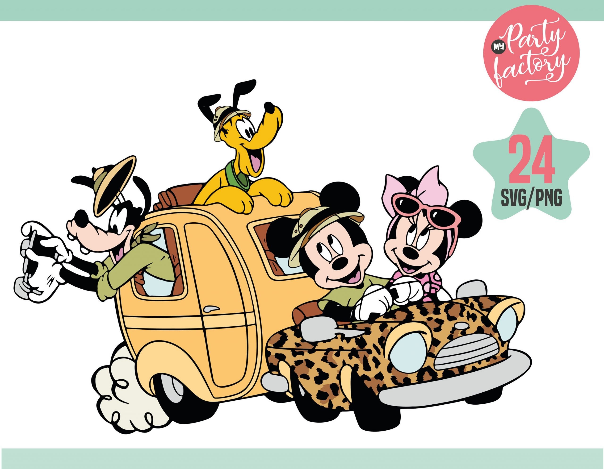 Mickey Safari Mouse SVG, EPS, PNG, Mouse and friends safari standing characters, Themed Centerpieces, T Shirt, Instant Download, Digital