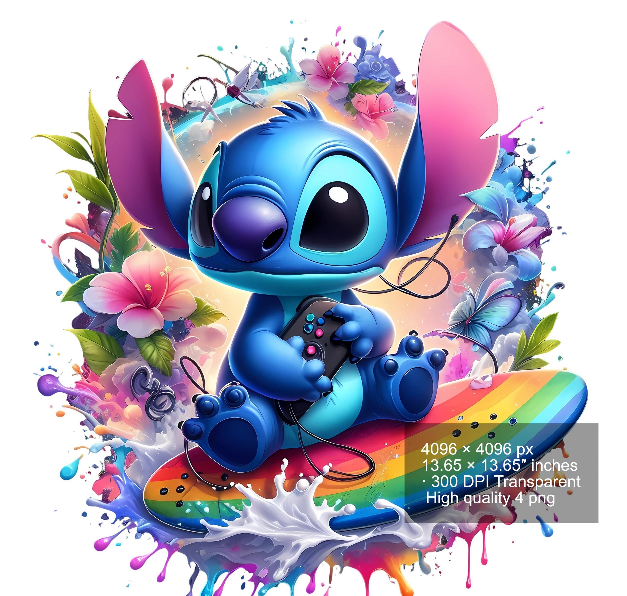 8 PNG Stitch Splash and Watercolor Digital design PNG file for sublimation – High Resolution -Instant Digital PNG Download