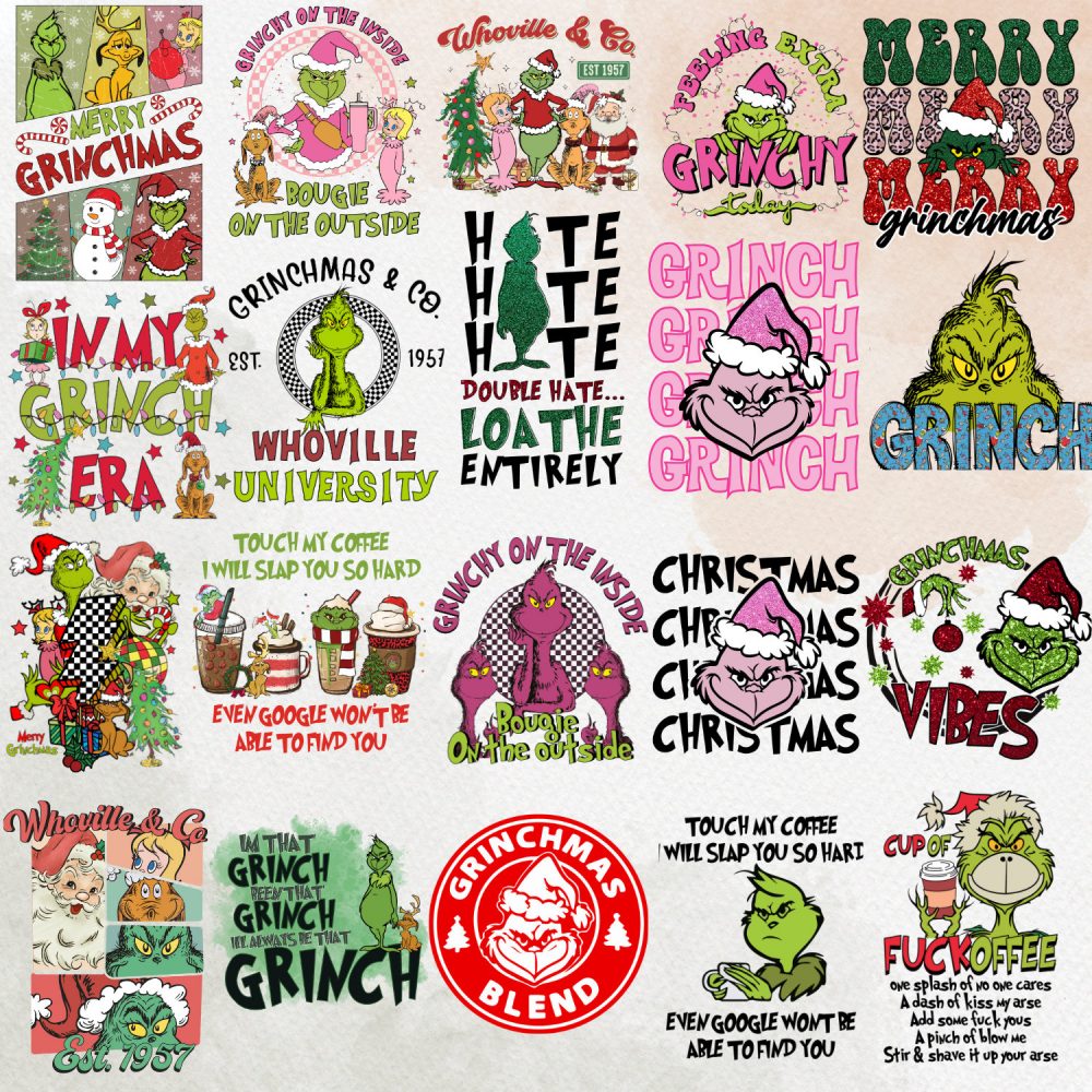 2000+ The Grinch Bundle Designs with CLEAR Background, Grinch Tshirt Design, Grinch SVG, Grinch PNG, Grinch PnG Bundle, Grinch Christmas PnG