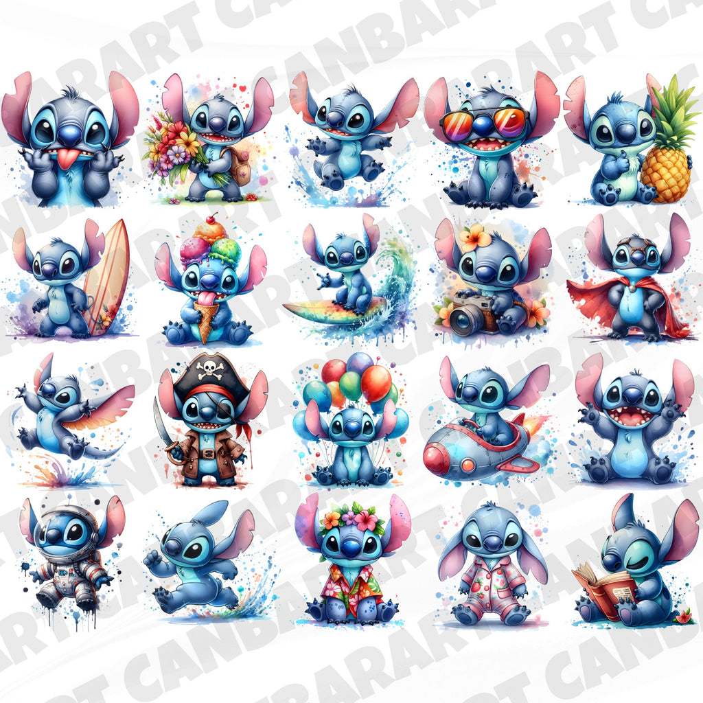 Watercolor Stitch Clipart Set – 300 DPI, High-Resolution, Transparent Background, Digital Download Perfect for DIY Gifts & Crafts