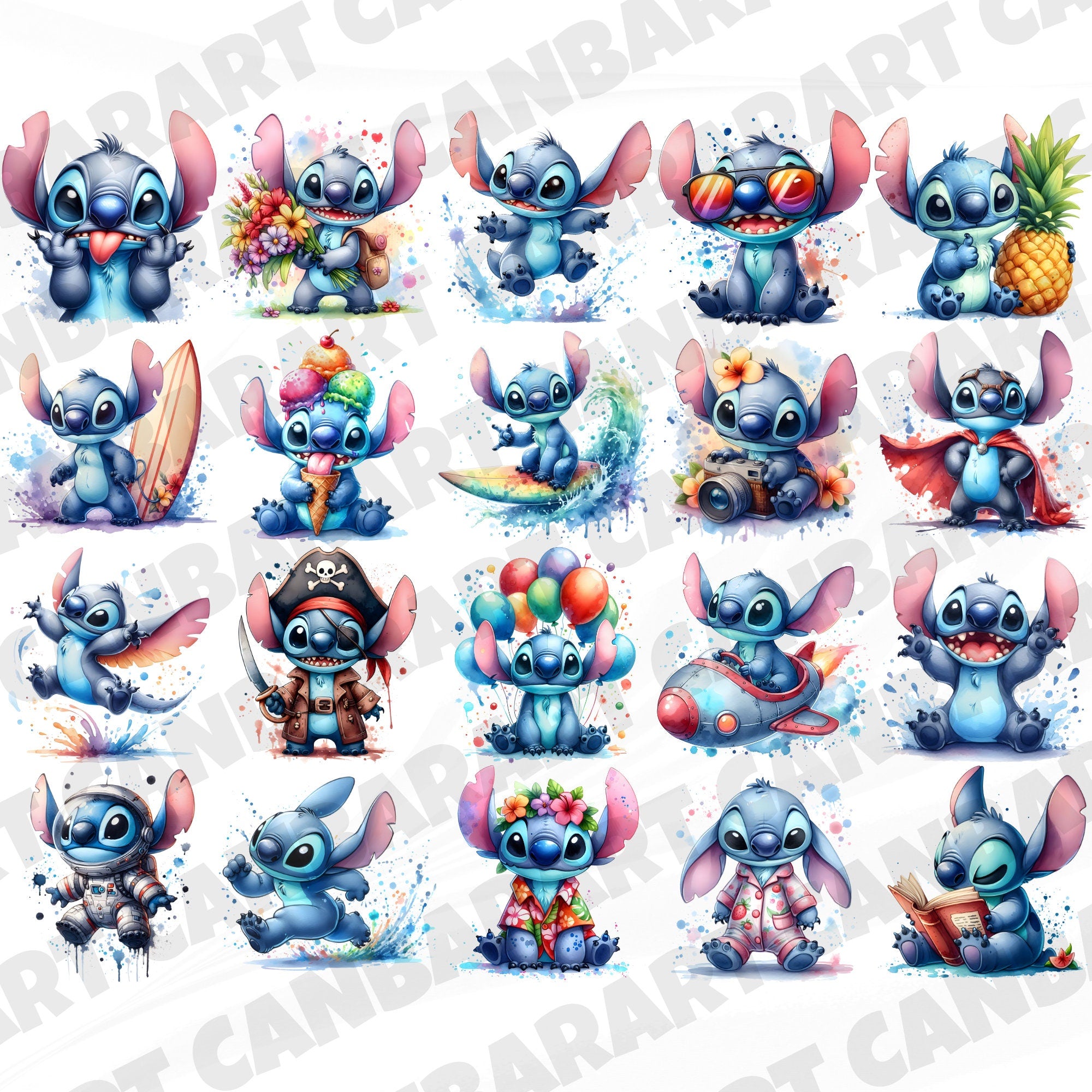 Watercolor Stitch Clipart Set – 300 DPI, High-Resolution, Transparent Background, Digital Download Perfect for DIY Gifts & Crafts