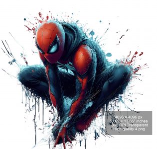 13 PNG Venom & Spiderman Splash and Watercolor Digital design PNG file for sublimation – High Resolution -Instant Digital PNG Download