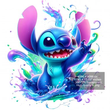 16 PNG Stitch Splash and Watercolor Digital design PNG file for sublimation – High Resolution -Instant Digital PNG Download