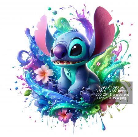 16 PNG Stitch Splash and Watercolor Digital design PNG file for sublimation – High Resolution -Instant Digital PNG Download