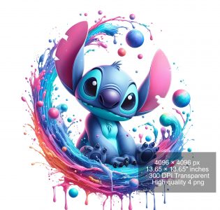 16 PNG Stitch Splash and Watercolor Digital design PNG file for sublimation – High Resolution -Instant Digital PNG Download