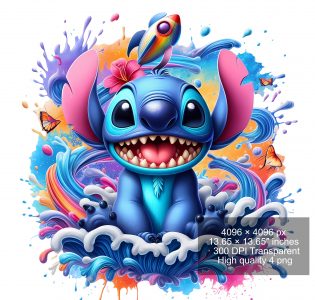 16 PNG Stitch Splash and Watercolor Digital design PNG file for sublimation – High Resolution -Instant Digital PNG Download