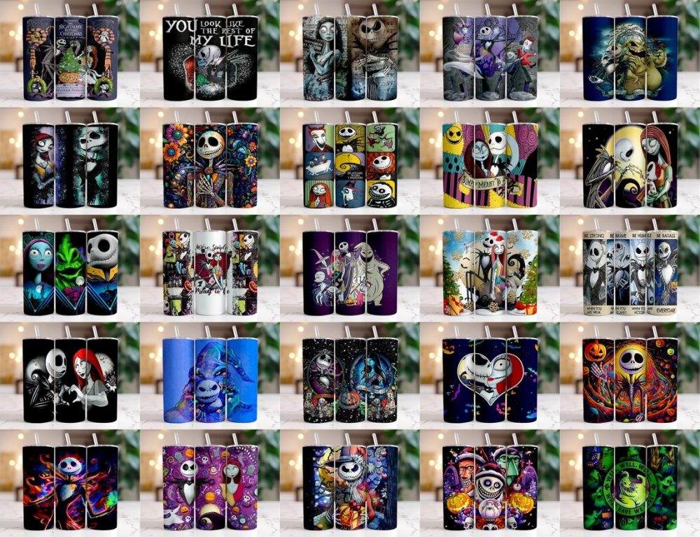 90+ The Nightmare Before Christmas Tumbler Wrap Bundle 2D-3D, Instant Download 20Oz Tumbler PNG Wraps Design, Digital 20Oz Skinny Tumbler