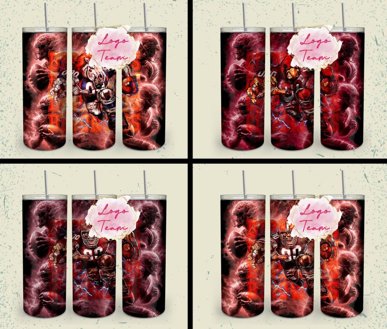 32 Team American Football Tumbler PNG Sublimation Designs, Football Mascot 20oz Skinny Tumbler Wrap PNG, Football Png Digital Download, NFL Tumbler