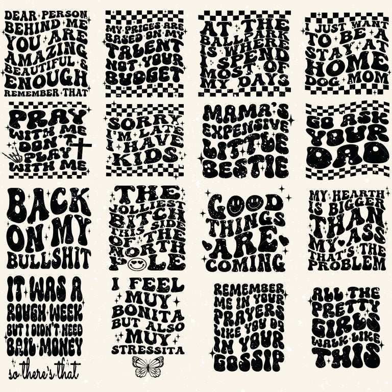 100 Groovy svg, bundle, boho svg, hippie svg, aesthetic svg, inspirational svg, motivational svg, trendy svg, retro svg, svg files wavy text