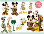 Mickey Safari Clipart PNG Digital Download, 90 PNG with transparent backgrounds Mickey and Friends Jungle Animals