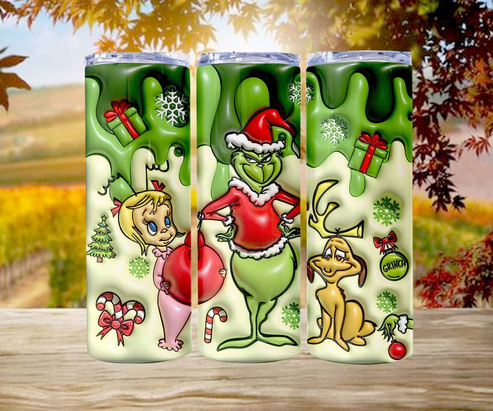 60 Design 3D, 2D Christmas Tumbler Sublimation Designs, 20oz Skinny Tumbler Bundle Wrap, Cartoon Funny Christmas Design Tumbler PNG Bundle