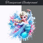 Frozen Princess Clipart Set – 300 DPI, High-Resolution, Transparent Background for Commercial Use, Perfect for DIY Gifts & Crafts