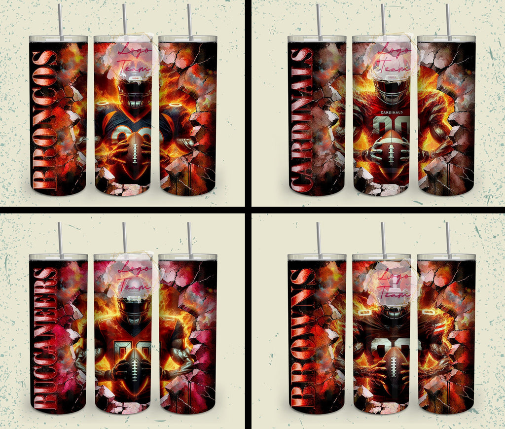 32 Team American Football Tumbler PNG Sublimation Designs, Football Mascot 20oz Skinny Tumbler Wrap PNG, Football Png Digital Download, NFL Tumbler