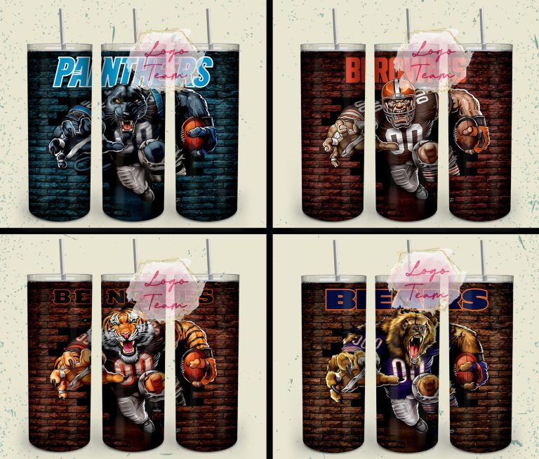 32 Team American Football Tumbler PNG Sublimation Designs, Football Mascot 20oz Skinny Tumbler Wrap PNG, Football Png Digital Download, NFL Tumbler